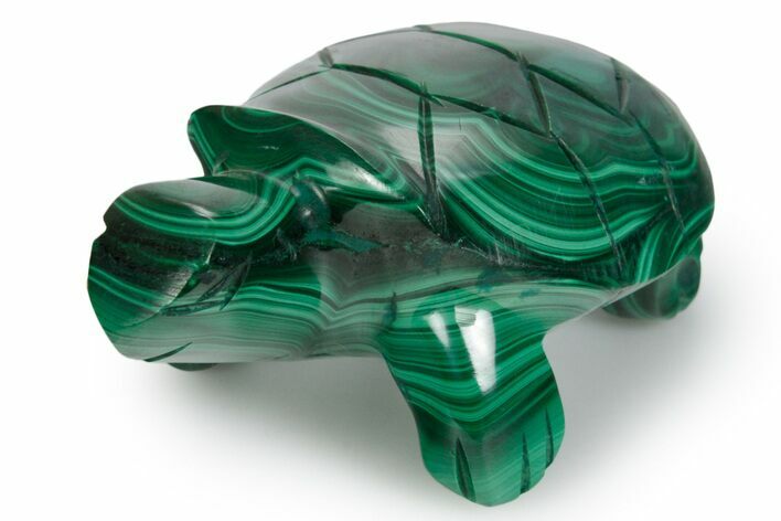 Flowery Malachite Turtle Carving - DR Congo #349347
